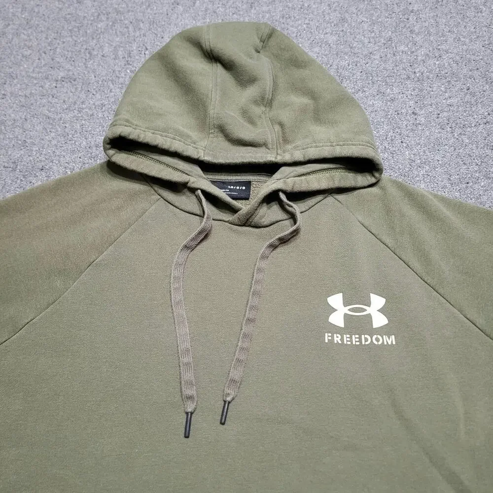 Under Armour Hoodie Mens Large Loose Army Green Freedom Flag Sweatshirt Sweater